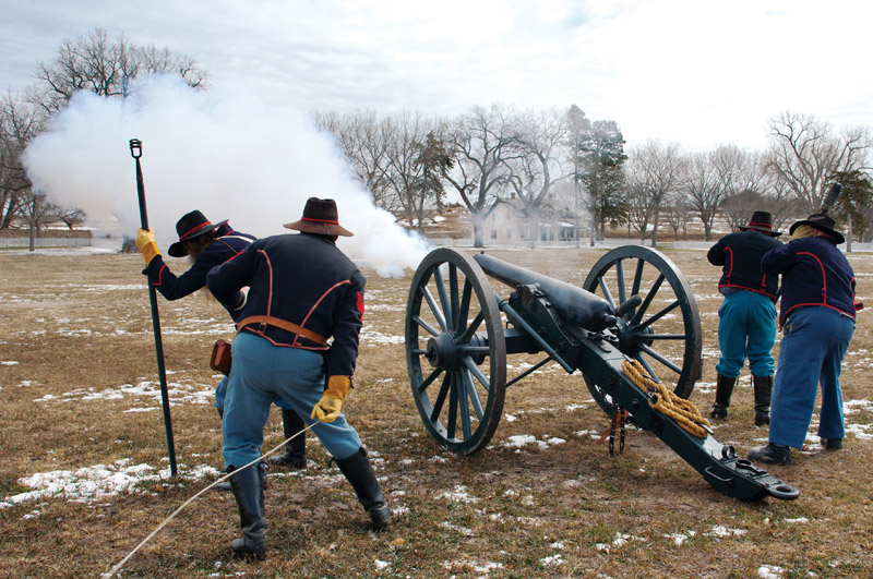 firing cannon at Fort Hartsuff