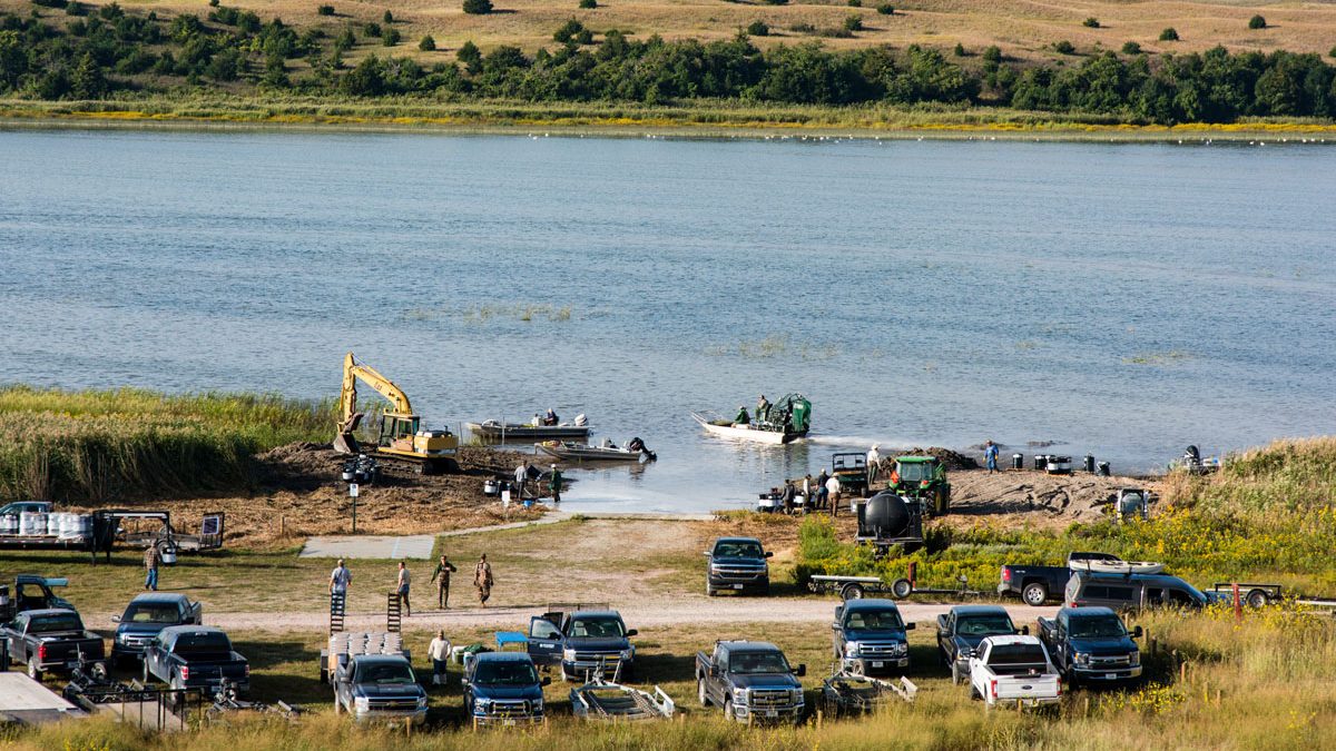 Construction of a boat ramp in Valentine.