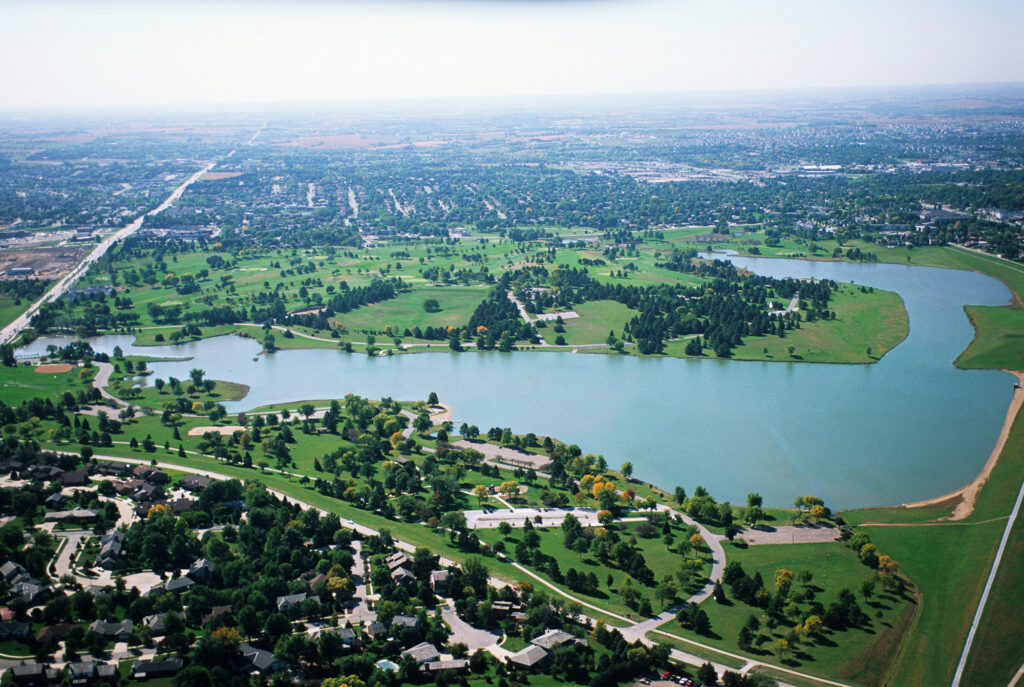 Aerial shot of Holmes lake