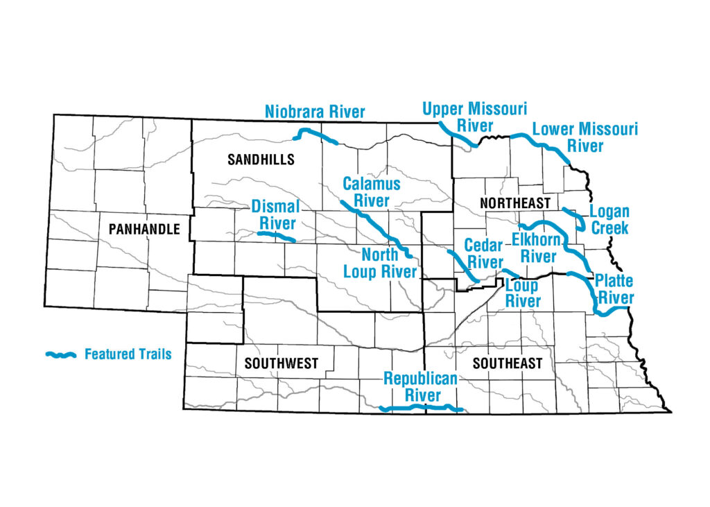Map of Nebraska Water Trails.