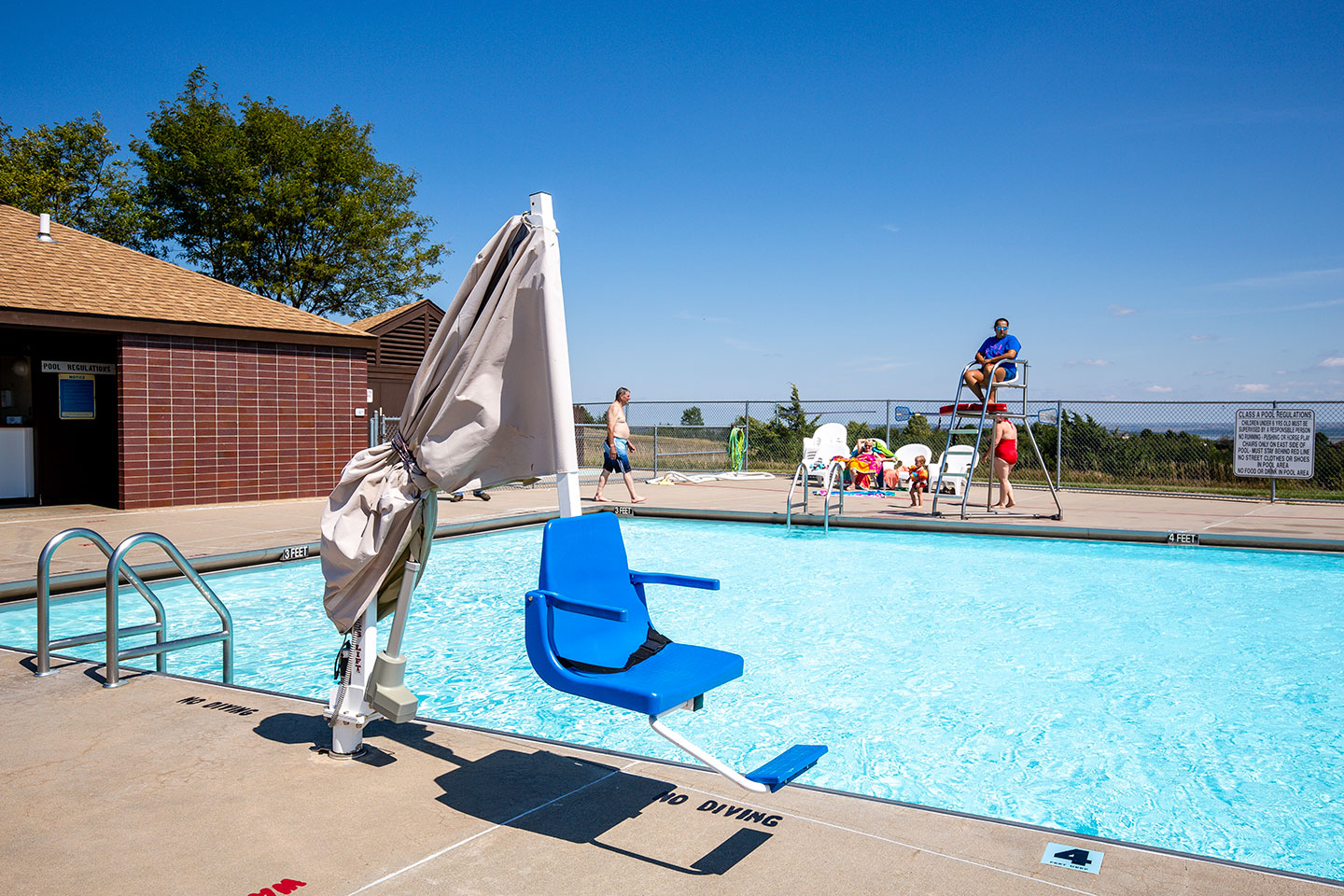 Niobrara State Park swimming pool is ADA-compliant featuring a pool lift for visitor use