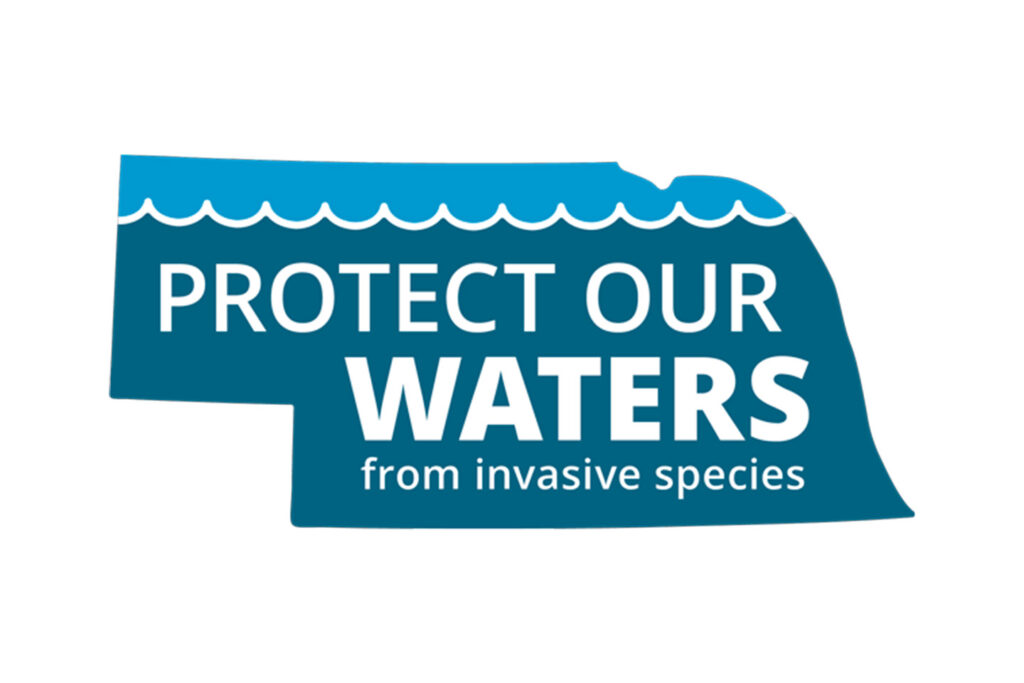 Protect our waters from aquatic invasive species logo - Nebraska