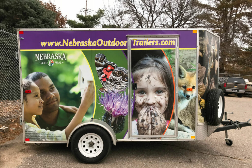The outside of an outdoor family event trailer.