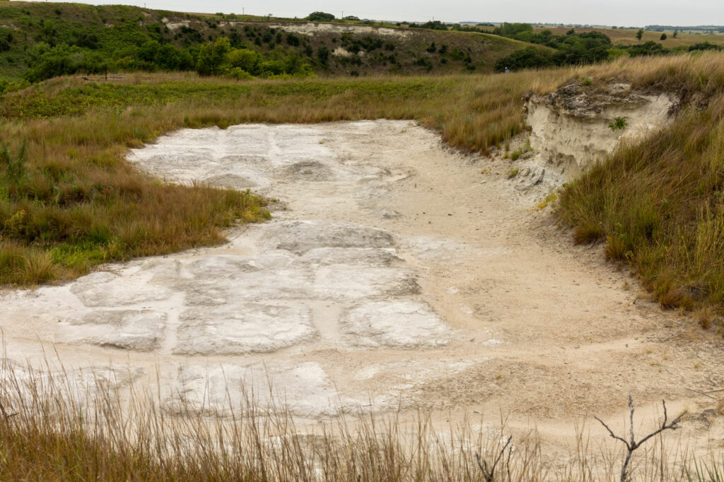 Volcanic ash beds and exploration trenches at Ashfall Fossil Beds State Historical Park (SHP). Nguyen-Wheatley, Aug. 14, 2022. Copyright NEBRASKAland Magazine, Nebraska Game and Parks Commission.