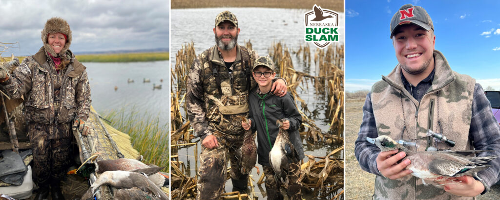 Collage of Duck Slam hunters with harvested birds.