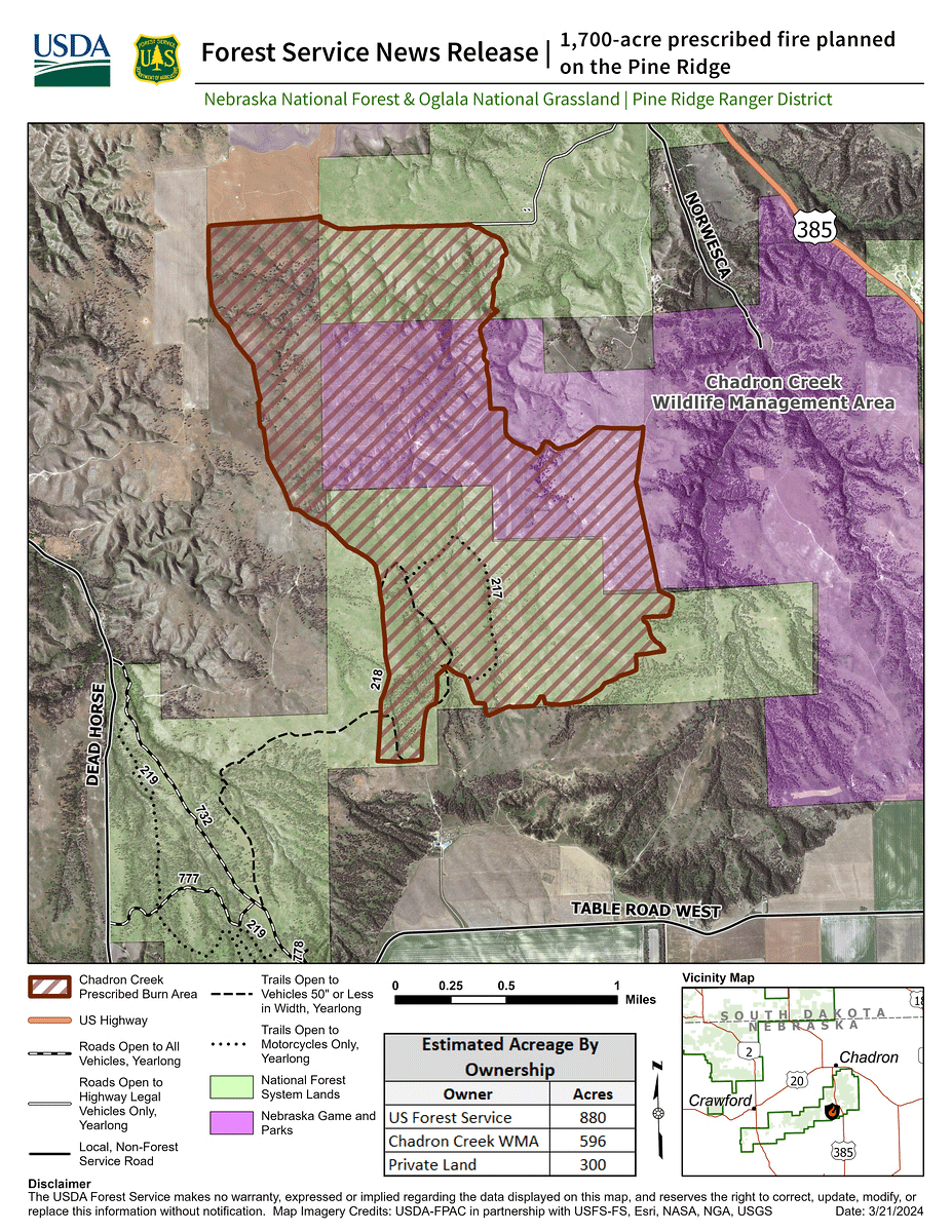 1,700-acre prescribed fire planned on the Pine Ridge
