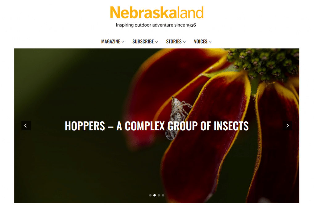 Screen grab of Nebraskaland Magazine website