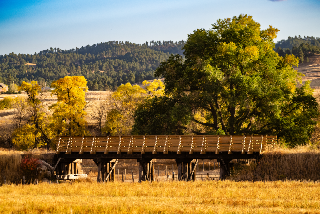 A new bridge on the Cowboy Trail in northwestern Nebraska during autumn.