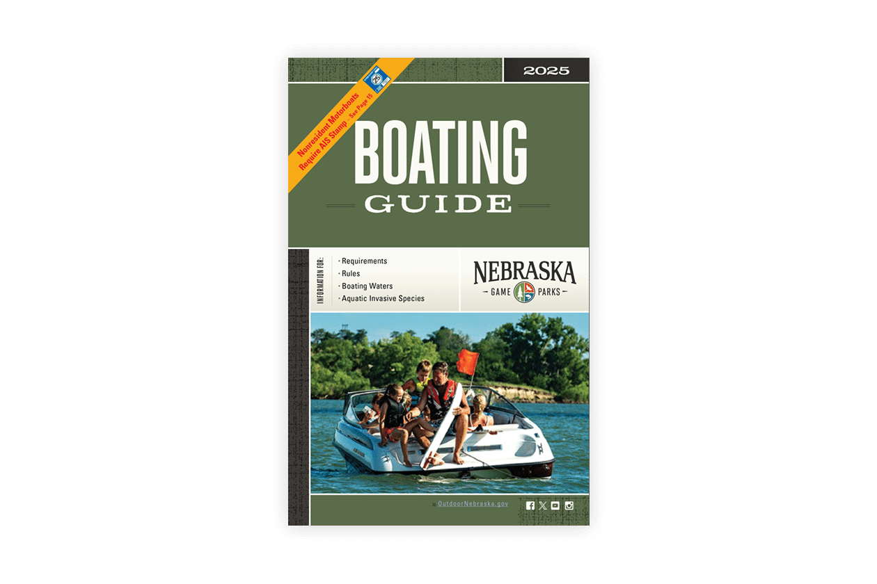 Front cover of the 2025 Nebraska Boating Guide